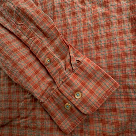 Tommy Bahama Long Sleeve Button Up Shirt Men Orange Check 2XL Tencel Cotton - Picture 8 of 11